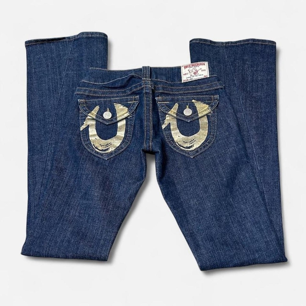 Vintage Y2K True Religion Dark Wash Joey Low Rise Flared Jeans Fits Womens 26"